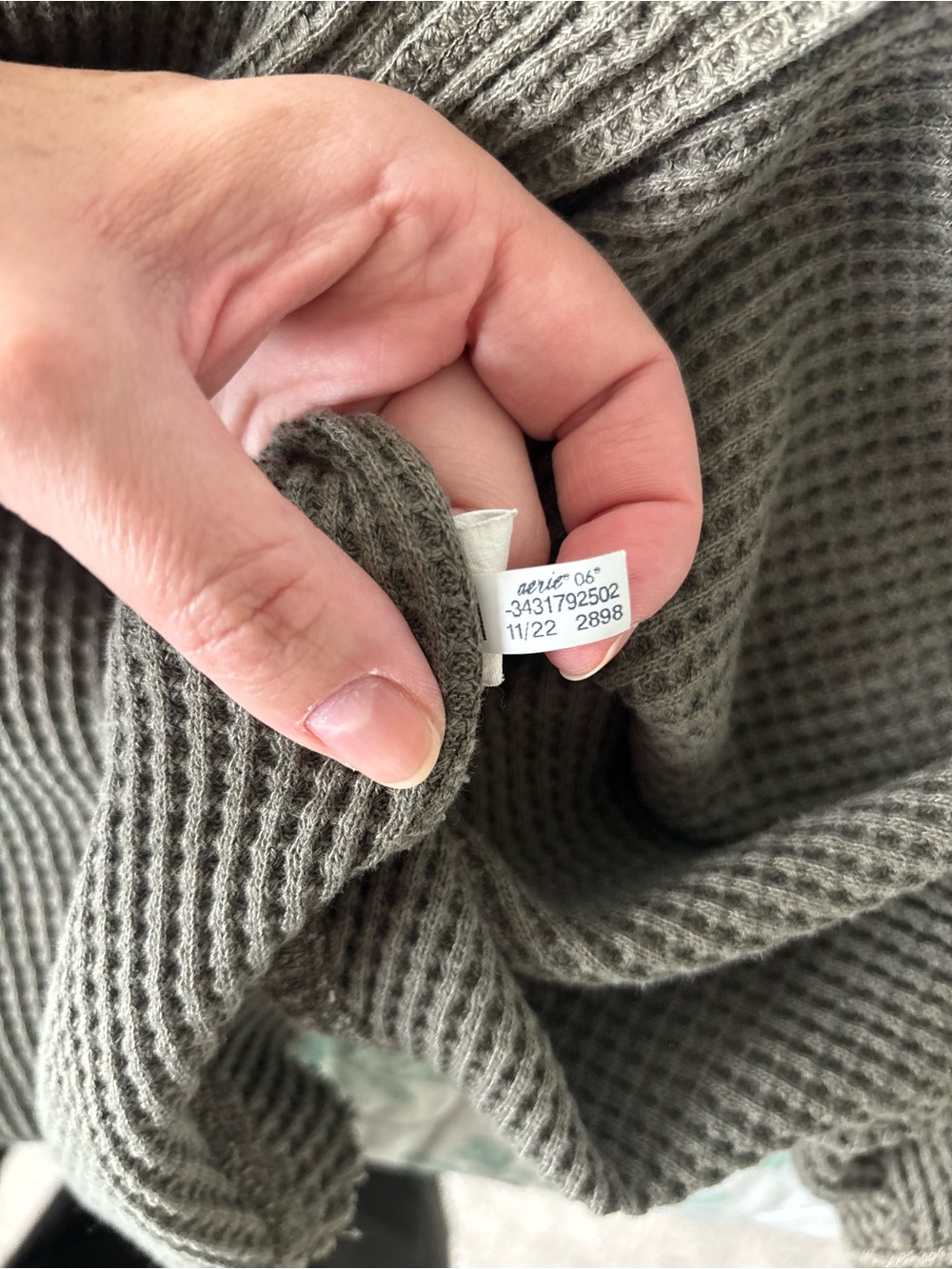 Aerie Waffle Knit Oversized Button Down Shacket Olive Green S/P - Picture 11 of 12